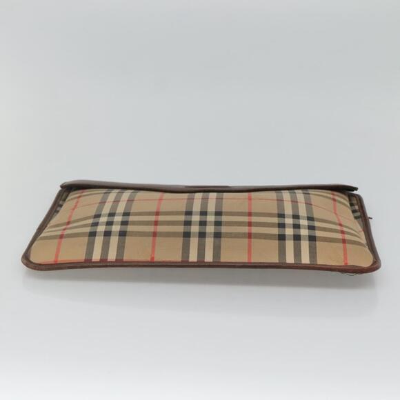 Burberrys Nova Check Clutch Bag Canvas Beige Brown Auth bs23424
